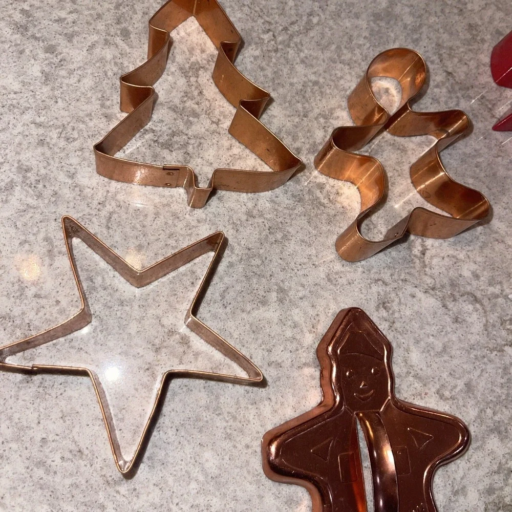 Vintage Aluminum Metal Copper Cookie Cutters Christmas Decor Lot Of 9